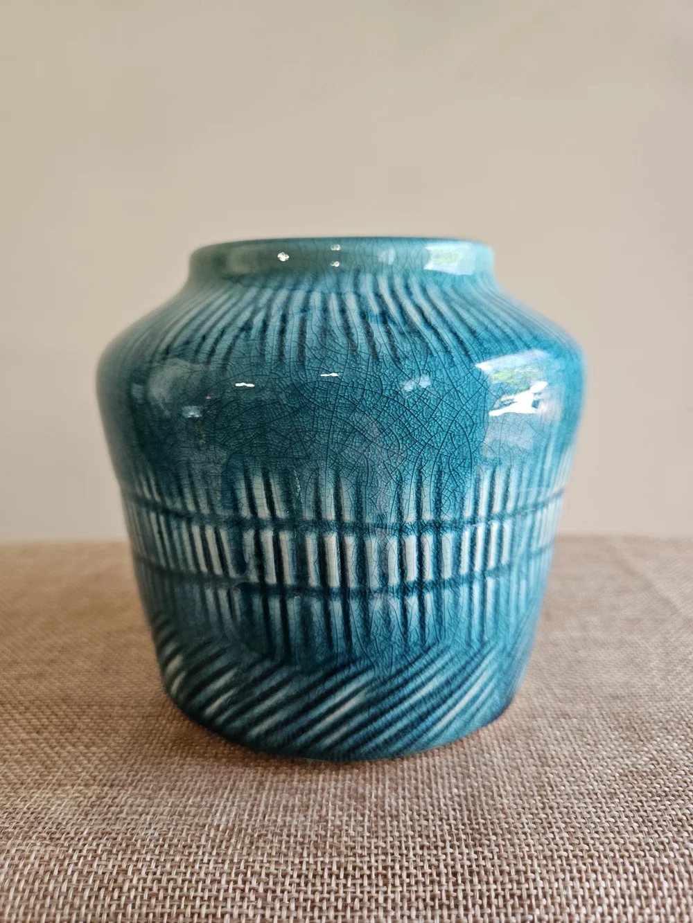 Pottery Teal Blue Ceramic Accent Vase